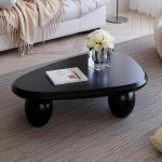 Kolmnurkne ovaalne kohvilaud 3 elliptilise jalaga, pilve kohvilaud, kaasaegsed ebaregulaarsed kohvilaudad, as&uuml;mmeetrilised kohvilaudad sammastega elutuppa (D100CM)