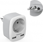 TESSAN reisimisadapter Brasiilia 2 USB-ga, 3-in-1 Brasiilia pistikupesa adapter, 1-kohaline adapter Brasiilia pistikupesa, N-t&uuml;&uuml;pi reisimisadapter L&otilde;una-Aafrika Vabariigile, 2500 W reisipistik Brasiilia pistikupesa adapter, hall