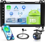 Autoraadio 8 Core Q-Snapdrago 4G + 64G Android 15 Mercedes Benz W906 Sprinter W169 W245 W639 Vito Viano, 9-tolline HD puuteekraan koos Carplay Android Auto GPS Wi-Fi DSP Bluetooth FM/RDS tagumine vaade