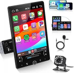 Rimoody juhtmevaba Carplay 1 DIN autoraadio koos Androidiga Auto 10,4-tolline p&ouml;&ouml;rlev puuteekraaniga autoraadio koos iOS / Android peeglilinkiga Bluetooth FM USB / AUX / EQ roolijuhtimine Tagurduskaamera