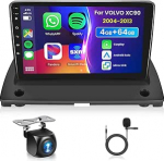 4G 64G podofo 9-tolline autoraadio Bluetooth Volvo XC90 2004-2013 Carplay Android Auto traadita, WiFi GPS navigatsioon HiFi/RDS/FM DSP, 1280 x 720, Android 13 Raadio 2 DIN koos AHD tagantvaate kaameraga