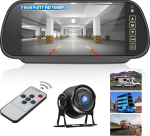 CAMECHO tagurduskaamera komplekt koos 7-tollise LCD-peegli Dashcamiga, 1080P tagurduskaamera IP69 veekindla &ouml;&ouml;vaatega, tagurdusabi liin, pildi peegeldamine veoauto / bussi / veoauto / haagise jaoks 12V-24V