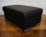 Quattro Meble Black Real Leather Stool with Storage Space Stool Cowhide Seat Cube 90 x 55 cm Footstool Upholstered Stool Real Leather Puff