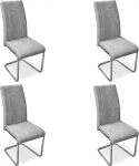 Homey Set of 4 Upholstered Chairs for Living Room Dining Room Marengo Finish with Chrome Legs Skadi Model Aluminium 42.5cm (W) x 52cm (D) x 99cm (H)