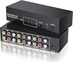 BolAAzuL 4-portiline RCA 4 in 2 v&auml;ljundit Composite L/R Splitter Switch 4x2 Audio Selector Switch 4x2 AV Selector Switch koos kaugjuhtimispuldiga Wii, PS2, Xbox, DVD jaoks