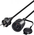 RIIEYOCA Shucko pikenduskaabel, Schuko Europa pistik naissoost pikenduskaabel, 16A 250V, 2-poolne maanduskontakt pistiku toitekaabel kaitsekorgiga PDU UPS-i jaoks, must, 2 m