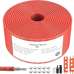 P&auml;ikesekaabel 50 m 6 mm&sup2; p&auml;ikesepaneeli pikenduskaabel IP68 veekindel adapterkaabel pistikupesa ja pistiku &uuml;hendusega Punane