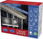 Konstsmide LED J&auml;&auml;purikavalgus kardin valgusanduriga ja 6h ja 9h taimeriga, 80 merevaigukollast dioodi, akutoitega, v&auml;listingimustes (IP44), valge kaabel - 3739-802, merevaigukollane