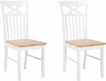 Houston Practical Set of 2 Chairs Rubberwood Rustic Style Brown/White
