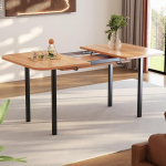 DRIXNO Classic Extendable Dining Table in Wood Colour 120 cm, Telescopic Length up to 160 cm, Natural Colour Table, Modern Minimalist Style, High Strength Alloy Support, Suitable for 4-6 People