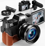 4K digikaamera 18X digitaalne zoom 56MP fotokaamera koos lainurk- ja makroobjektiiviga, WiFi ja manuaalse fookusega, 64G TF kaart 3.0 tolli kompaktkaamera 180&deg; Flipiga