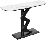 Console Sofa Table, Console Table with Geometric Base | Narrow Long Sintered Stone Entrance Table | Hallway Console Table with Curved Legs and Shelf | for Living Room