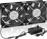 Joycabin 2 x 120 mm ventilaator, suur &otilde;huvoolu jahutusventilaator koos kiiruse reguleerimise, 100V-240V Powered AC Axial Fan Dual Ball Bearing, 6000 rpm Case Fan for PC, Server, Cabinet, Greenhouse