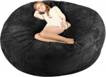 Bean Bag Chair: Giant 7ft Memory Foam Furniture Bean Bag - Large Sofa with Soft Microfibre Cover (Filling Not Included), Black-180 x 80 cm