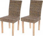 Mendler Littau Set of 2 Dining Room Chairs, Wicker Chairs, Kitchen Chairs, Cubu Rattan