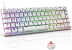 G-Lab Keyz Titanium Gaming Keyboard valge 65% AZERTY USB mehaaniline klaviatuur punane l&uuml;liti RGB 100% kohandatav Anti-Ghosting makro programmeeritav PC PS4 PS5 Xbox - uus (valge)