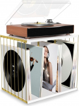 Vinyl Storage Wooden Vintage Multifunktsionaalne 3-kohaline plaadihoidja 100 plaadile elutoa kontorisse (valge)