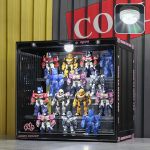 Naconmlet Acrylic Display Case with LED, Transparent Action Figures Display Case, Clear Display Case Box for Presenting Miniature Models, Collectibles (Black, 13.4 x 9 x 12.6 Inches)