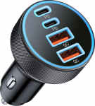 90W 4-portiline autolaadija, sigaretis&uuml;&uuml;taja USB C 12V adapter 45W + 45W PD&QC autolaadija USBC autolaadija kiirlaadija iPhone 17 Air 16 16e 15 14 Pro Max, iPad, Google Pixel 10 9 8 7 jaoks