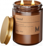 M&SENSE l&otilde;hnak&uuml;&uuml;nlad klaasist 550 g - Santal looduslik sojavaha k&uuml;&uuml;nal 110 tunnise p&otilde;lemisajaga, kingitus meestele ja naistele (vann, jooga, aroomiteraapia)