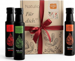 Natulio kinkekomplekt orgaanilised k&uuml;lmpressitud maitse&otilde;lid - grillkingitus - t&auml;iuslik kingitus k&otilde;igile gurmaanidele - kinkekomplekt t&scaron;illi&otilde;li, aia&uuml;rdi&otilde;li ja grilli&otilde;li - 3 x 100 ml - DE-&Ouml;KO-006