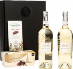 Kinkekomplekt 2 x valge vein Itaaliast (Pipoli Bianco Basilicata IGP) koos &scaron;okolaaditr&uuml;hvlite ja tumeda &scaron;okolaadiga | 2 x 0,75 l