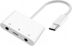 chenyang 3 in 1 USB C to 2 3.5 mm Audio AUX & Microphone Sound Card Adapter with PD 15 W Charge for Laptop Tablet Phone
