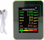 Fafeicy Air Quality Monitor Tester Messger&auml;t, CO2 TVOC HCHO PM2.5 PM10 -Detektor mit 2,8 -Zoll -LCD -Display und Ladung Vom Typ C f&uuml;r Innenr&auml;ume Im Innenbereich Im Innenbereich Im Freien (Wei&szlig; und