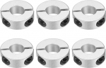 sourcing map Double Split Shank Collar, 15mm Bore Two Piece Clamp Collar, 35mm OD, 12mm Thickness, Aluminum Alloy, Screw Gap Collar, Pack of 6