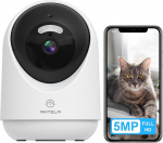 ANTELA 5MP siseruumide valvekaamera, 2,4GHz/5GHz WLAN kaamera, 2-suunaline heli, 355&deg;/180&deg; p&ouml;&ouml;ratav, IR &ouml;&ouml;n&auml;gemine kuni 10 m, &uuml;hildub Alexa ja Google Home'iga.