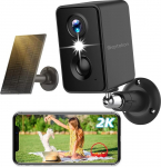 Septekon 2K v&auml;ljas juhtmevaba valgustuskaamera WiFi patarei kaamera p&auml;ikesepaneeliga PIR tuvastamine 3MP v&auml;rvilise &ouml;&ouml;n&auml;gemisega 2 Way Talk IP66 veekindel must