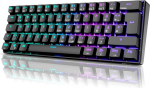 RK ROYAL KLUDGE RK61 RGB 60% mehaaniline m&auml;nguklaviatuur, traadita/juhtmega Bluetooth-klaviatuur koos kuuma vahetuse v&otilde;imaldava Clicky Blue l&uuml;litiga, &uuml;hildub mitmete seadmetega, must (QWERTZ)