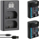 2 x Blumax aku &uuml;hilduv Canon LP-E6N [2040 mAh] + &otilde;huke topeltlaadija LP-E6NH LP-E6 Canon EOS R R5 R6 II R7-5D Mark III IV - 6D 7D 80D 90D jaoks
