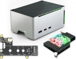 ElectroCookie Raspberry Pi 5 korpus, kompaktne alumiiniumist korpus koos M.2 NVMe SSD PCIe HAT ja aktiivse RGB valgustusjahutusega (must korpus + M.2-HAT[X1001])