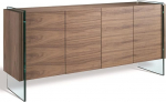 Angel CERD&Aacute; | Walnut Wood Sideboard with Four Doors, Delay Lock System, Tempered Glass Side Panels, Modern Style