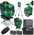 Geevorks 360 kraadiline lasernivoo 16 rohelise ristjoonega laser, 3 kraadi 4D isetasandamine koos statiiviga + kaugjuhtimispult + mobiiljuhtimine, 2 1200mAh akut, p&ouml;&ouml;rlev alus, DIY t&ouml;&ouml;riistad