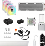 CORSAIR Hydro X seeria iCUE LINK XH405i Custom Cooling Kit - Hardline vesijahutuskontuur - XC7 ELITE CPU vesijahuti - XD5 ELITE D5 pump - 3x QX120 RGB ventilaatorid - Valge