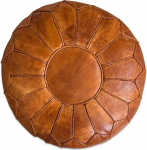 Vaata Good XL ehtne nahast pouf - K&auml;sitsi valmistatud - t&auml;idetud - Ottomani Bean Bag Pouf (konjaki pruun)