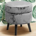 BAKAJI Stool Storage Box Pink jalahoop, millel on hingedega iste Sametist jalad Puidust Must kaasaegne disain Suurus 37 x 40 cm (Hall)