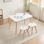 110 cm ristk&uuml;likukujuline s&ouml;&ouml;gilaud (MDF) koos 4 l&auml;bipaistva tooliga, s&ouml;&ouml;gikomplekt laua ja toolidega k&ouml;&ouml;ki, s&ouml;&ouml;gituppa, kontorisse, kohvikusse ja muudesse avalikesse ruumidesse (CZ valge)