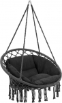 Bakaji Outdoor Garden Hanging Chair Puuvillane k&ouml;is Rocking Chair Hammock Patio Camping Round Steel Frame Padded Seat Modern Design (Hall)