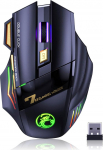 VEGCOO C8 traadita m&auml;nguhiir, laetav Silent Click m&auml;nguhiir 2.4G USB-vastuv&otilde;tjaga, 3 reguleeritavat DPI, 7 tundlikku nuppu, ergonoomiline RGB hiir s&uuml;learvutile, PC-le, Macile.