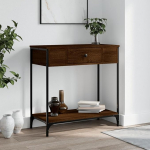 Eleganter Konsole Holztisch mit Metallrahmen, Braun Eichen-Optik, 75 x 34,5 x 75 cm - Flur & Wohnzimmer Model834169