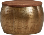 FineBuy Mango kohvilaud, t&auml;ispuit, metall, 60 x 60 x 40 cm, kuldne, &uuml;mmargune koos hoiuruumiga, disain elutoa laud, eemaldatav plaat, salongilaud, diivanilaud, elutuba, kaasaegne