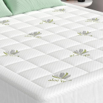 Memory-Foam-Matratzenauflage f&uuml;r kleines Doppelbett, Gel-Matratzenbezug mit extra tiefer Tasche, weiche, atmungsaktive Feder-Matratzenauflage (Aloe Vera, kleines Doppelbett (120 x 190 x 3,5 cm)
