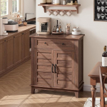 Sideboard - k&ouml;&ouml;gi hoiukapp 2 ukse, 1 sahtli, 7 reguleeritava riiuliga, talu stiilis k&ouml;&ouml;gikapp elutuppa, s&ouml;&ouml;gituppa, esikusse, 80 x 40 x 91 cm, pruun