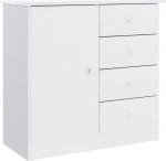 vidaXL Sideboard, sahtlitega kapp, Highboard elutoa kapp koos ustega, kapi kapp, k&uuml;lgkapp, valge massiivne m&auml;nnipuit