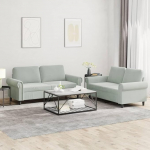 3202210 2-osaline diivanikomplekt padjadega helehall samet, Lounge diivan, diivanid ja diivanid, l&otilde;&otilde;gastav diivan, diivan elutuppa