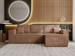 GRAINGOLD Prato XL nurgadiivan magamisfunktsiooniga ja voodikastiga 280 x 170 cm, L-kujuline diivan hoiuruumiga, diivanvoodi elutuppa, n&ouml;&ouml;rkangas, 4-kohaline nurgadiivan, moodne disain (pruun)