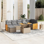 Homgoday Garten-Sofagarnitur Beige PE-Rattan Eck- und Mittelsofa 55x62x69 cm f&uuml;r Terrasse und Innenhof Model3274069